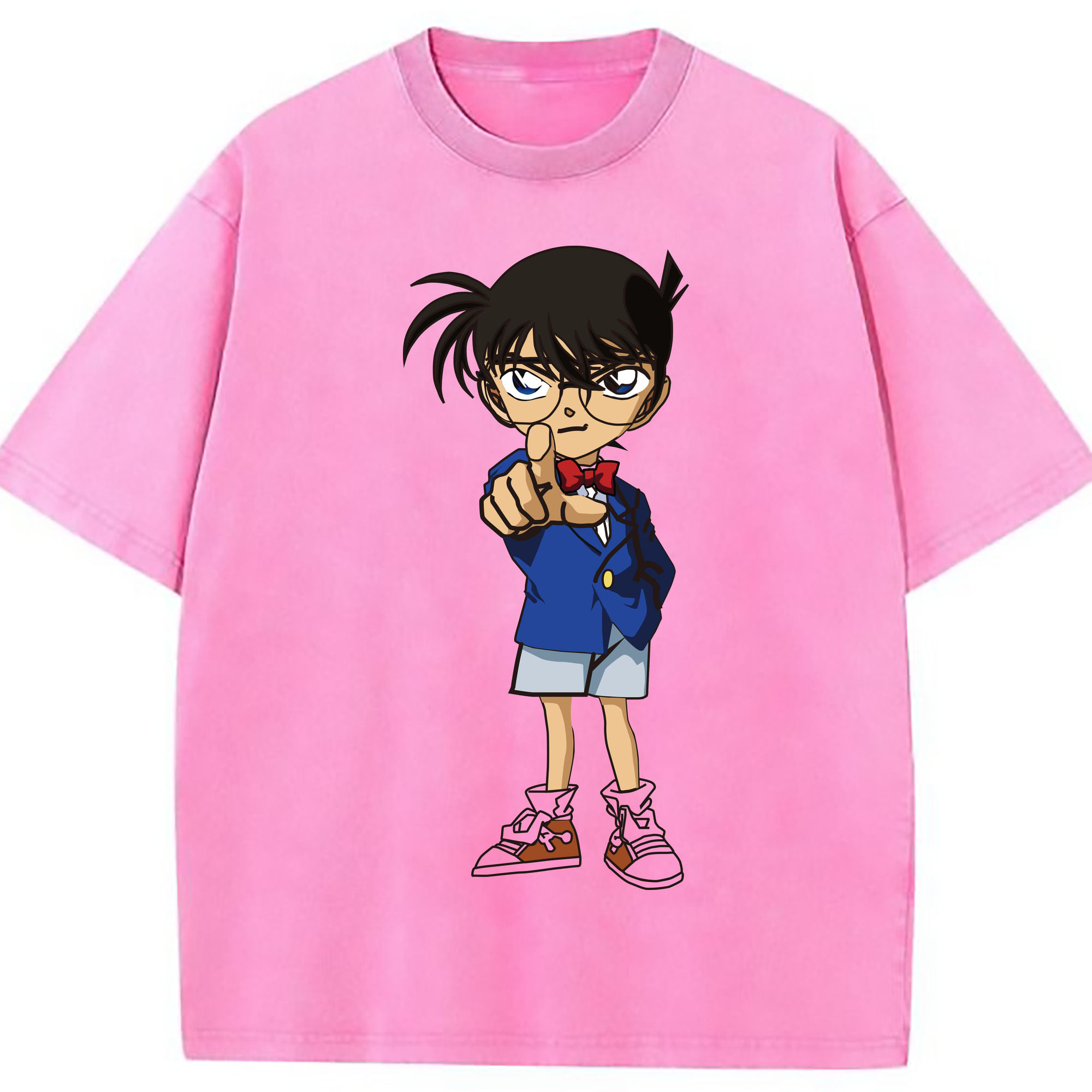 （画像用） 名探偵コナン 江戸川 コナン Detective Conan Conan Edogawa 綿100% ヴィンテージ風 半袖Tシャツ（フロントプリント）
